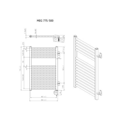 Vertaduro - Grzejnik łazienkowy z termostatem MEG 400W 78x50 cm czarny