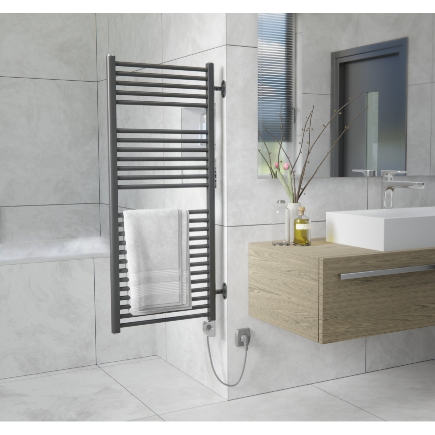Vertaduro - Grzejnik łazienkowy z termostatem MEG 600W 118x50 cm antracyt