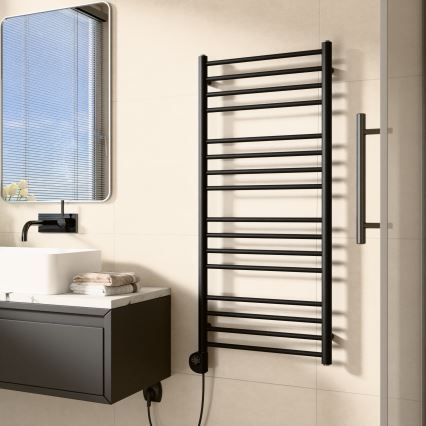 Vertaduro - Grzejnik łazienkowy z termostatem SIMONE 400 W 114x50 cm czarny