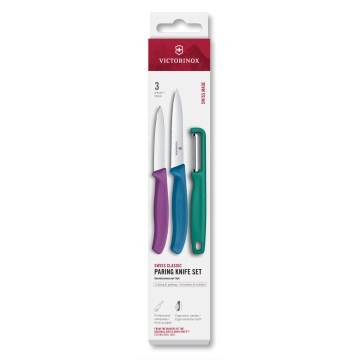 Victorinox - 3-częściowy zestaw noży kuchennych z obieraczką SWISS CLASSIC, kolorowy
