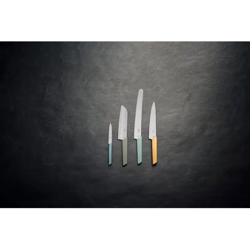 Victorinox - Nóż kuchenny Santoku SWISS MODERN 17 cm zielony