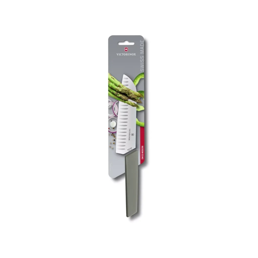Victorinox - Nóż kuchenny Santoku SWISS MODERN 17 cm zielony