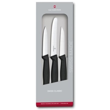 Victorinox - Zestaw 3 noży kuchennych do warzyw czarny