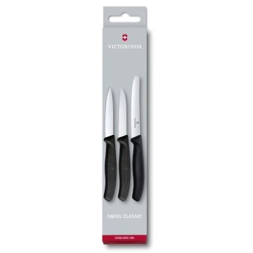 Victorinox - Zestaw 3 noży kuchennych do warzyw czarny