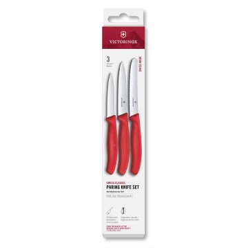 Victorinox - Zestaw 3 noży kuchennych do warzyw SWISS CLASSIC, czerwony