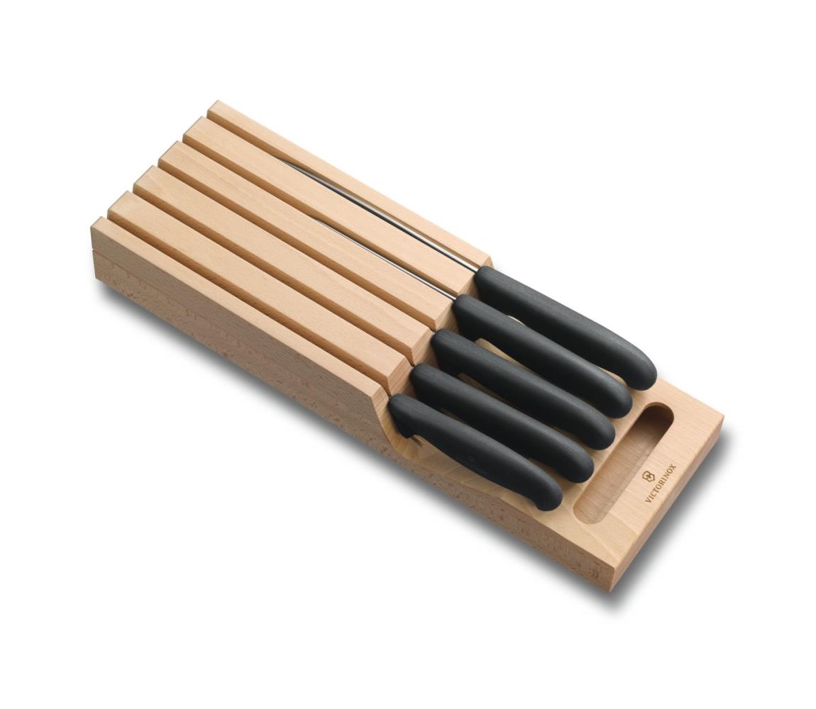 Victorinox - Zestaw 6 noży kuchennych z organizerem, buk/beżowy