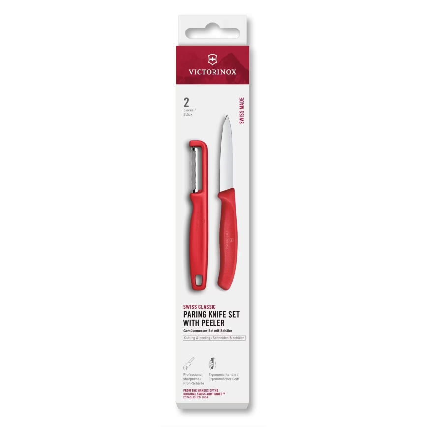 Victorinox - Zestaw: nóż kuchenny i obieraczka SWISS CLASSIC, czerwony