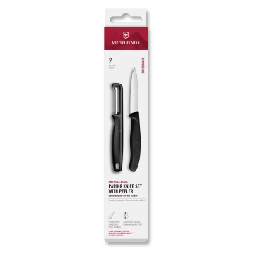 Victorinox - Zestaw: nóż kuchenny z obieraczką SWISS CLASSIC, czarny