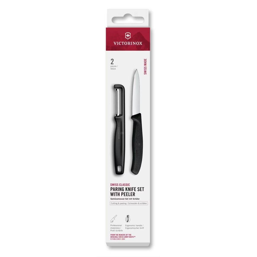 Victorinox - Zestaw: nóż kuchenny z obieraczką SWISS CLASSIC, czarny