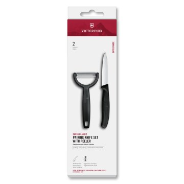 Victorinox - Zestaw: nóż kuchenny z obieraczką SWISS CLASSIC, czarny