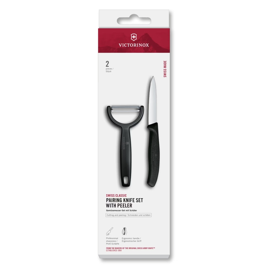 Victorinox - Zestaw: nóż kuchenny z obieraczką SWISS CLASSIC, czarny