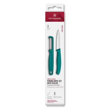 Victorinox - Zestaw nóż kuchenny z obieraczką SWISS CLASSIC turkusowy