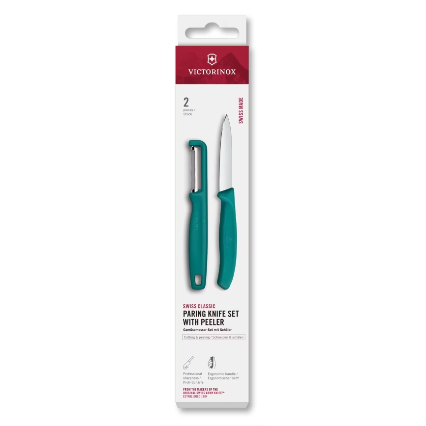 Victorinox - Zestaw nóż kuchenny z obieraczką SWISS CLASSIC turkusowy