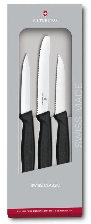 Victorinox - Zestaw noży kuchennych do warzyw 3 szt czarny