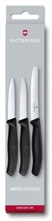 Victorinox - Zestaw noży kuchennych do warzyw 3 szt czarny