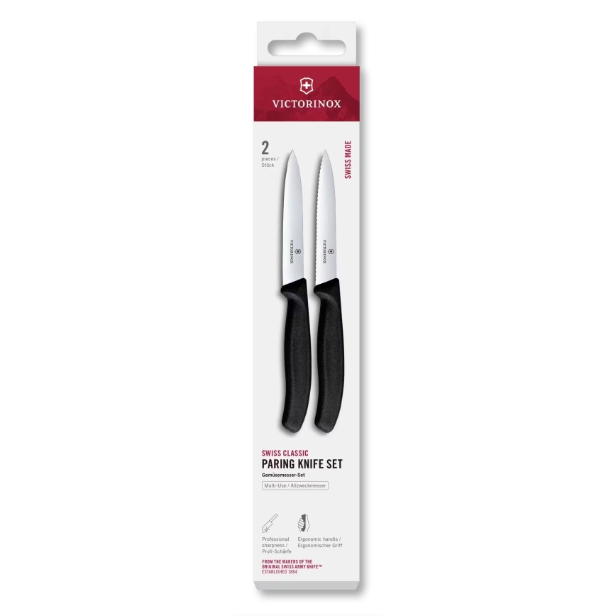 Victorinox - Zestaw noży kuchennych do warzyw SWISS CLASSIC, 10 cm, 2 szt., czarny