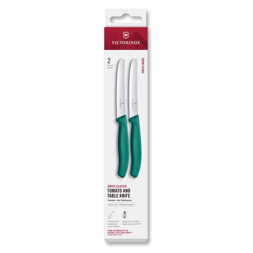 Victorinox -Zestaw noży kuchennych do warzyw SWISS CLASSIC 11 cm 2 szt. turkusowy