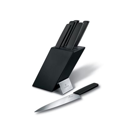 Victorinox - Zestaw noży kuchennych w bloku SWISS MODERN, 7 szt., buk/czarny