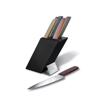 Victorinox - Zestaw noży kuchennych w bloku SWISS MODERN, 7 szt., buk/wielobarwny