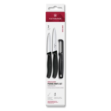 Victorinox - Zestaw noży kuchennych z obieraczką SWISS CLASSIC 3 szt. czarny