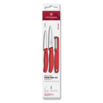 Victorinox - Zestaw noży kuchennych z obieraczką SWISS CLASSIC, 3 szt., czerwony
