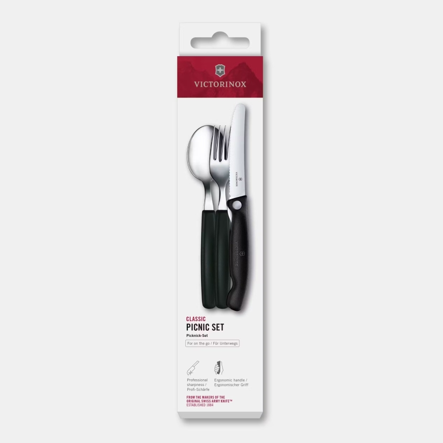 Victorinox - Zestaw sztućców piknikowych SWISS CLASSIC, 3 szt., czarny