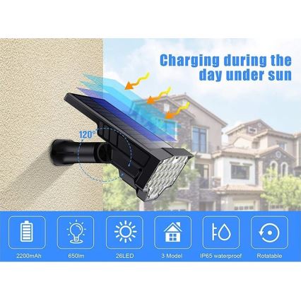 Viking - Lampa solarna LED/1W/3,7V IP65 6000K 2200 mAh