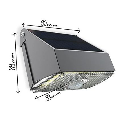 Viking - solarny kinkiet LED z czujnikiem LED/3,7V IP54 3000/4000K 2000 mAh