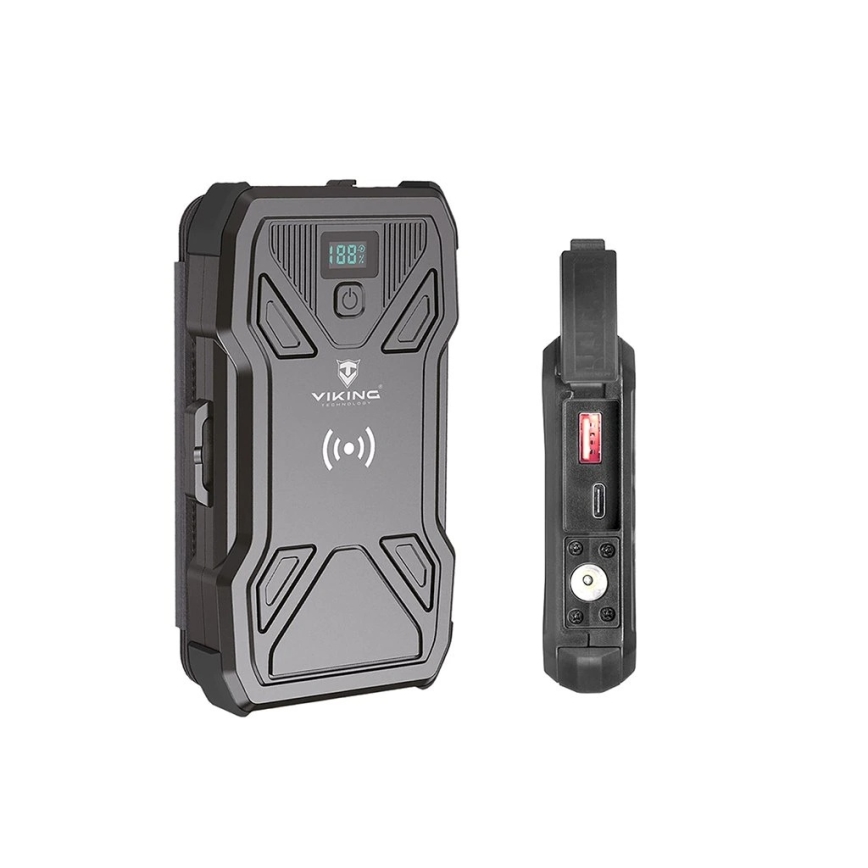 Viking - Powerbank z latarką LED, ładowaniem bezprzewodowym i panelem słonecznym Power Delivery 22,5W/10000 mAh