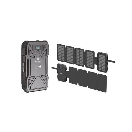 Viking - Powerbank z latarką LED, ładowaniem bezprzewodowym i panelem słonecznym Power Delivery 22,5W/10000 mAh