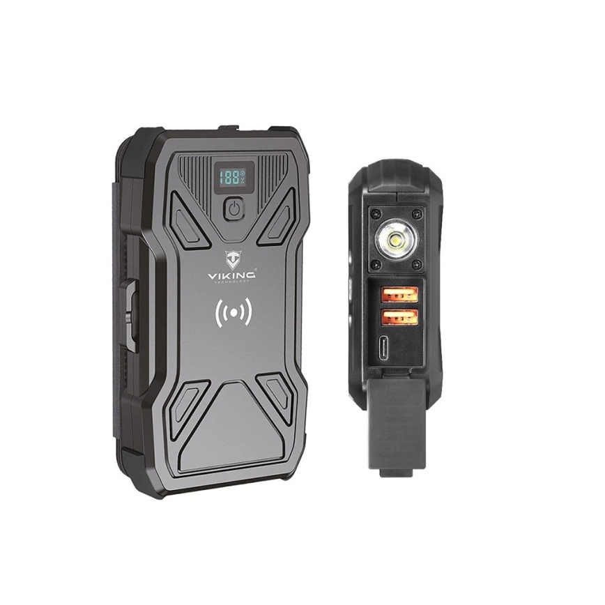 Viking - powerbank z latarką LED, bezprzewodowym ładowaniem i panelem solarnym Power Delivery 22,5W/20000 mAh