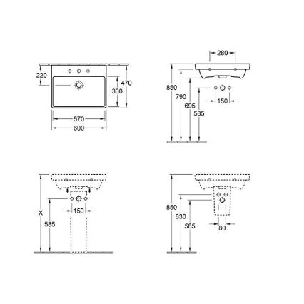 Villeroy & Boch 415860R1 - Umywalka wisząca AVENTO 60x47 cm ceramika/biała