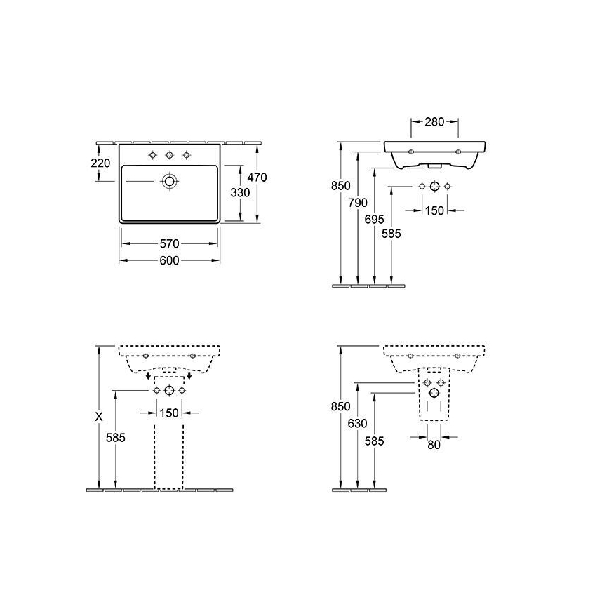 Villeroy & Boch 415860R1 - Umywalka wisząca AVENTO 60x47 cm ceramika/biała