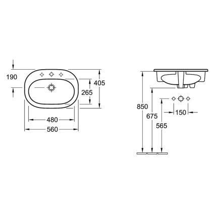 Villeroy & Boch 416156R1 - Umywalka wpuszczana O.NOVO 56x41 cm ceramika/biała