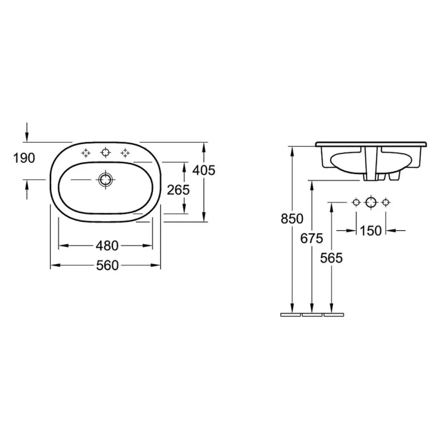 Villeroy & Boch 416156R1 - Umywalka wpuszczana O.NOVO 56x41 cm ceramika/biała