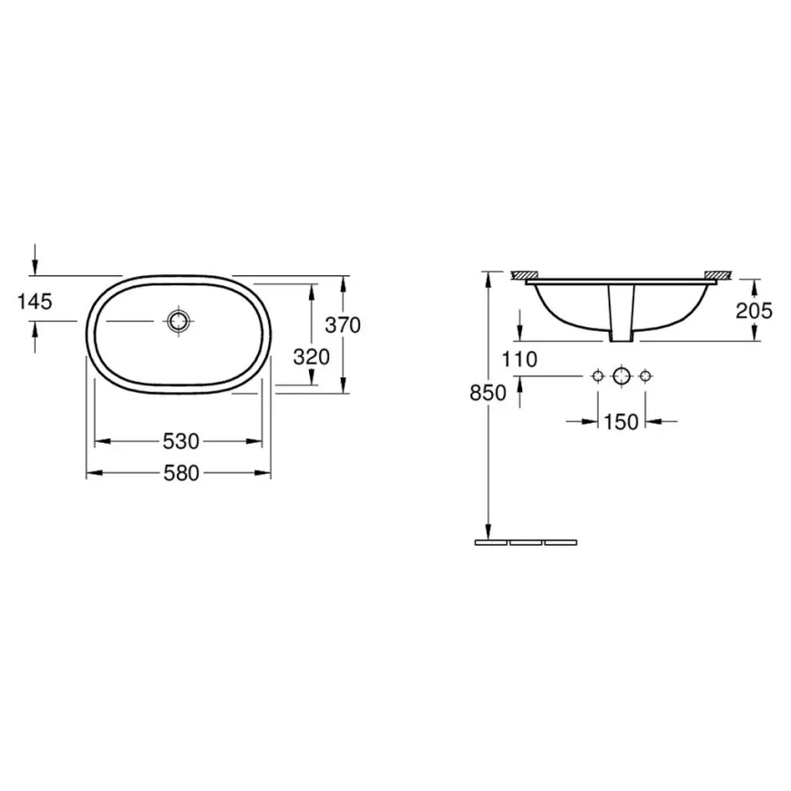 Villeroy & Boch 416250R1 - Umywalka wpuszczana O.NOVO 53x32 cm ceramika/biała