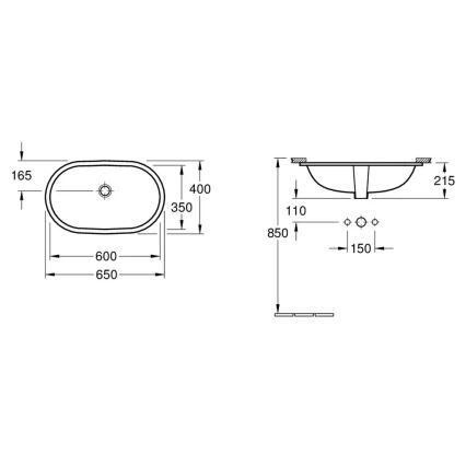 Villeroy & Boch 41626001 - Umywalka wpuszczana O.NOVO 60x35 cm ceramika/biała