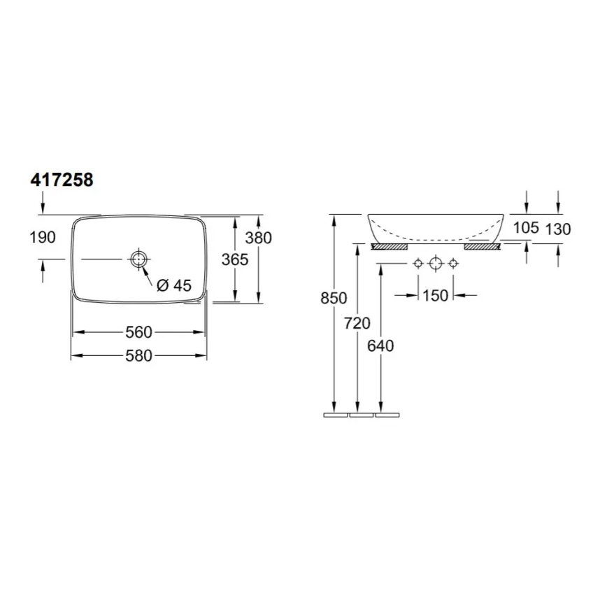 Villeroy & Boch 417258R1 - Umywalka nablatowa ARTIS 58 x 38,5 cm ceramika/biała