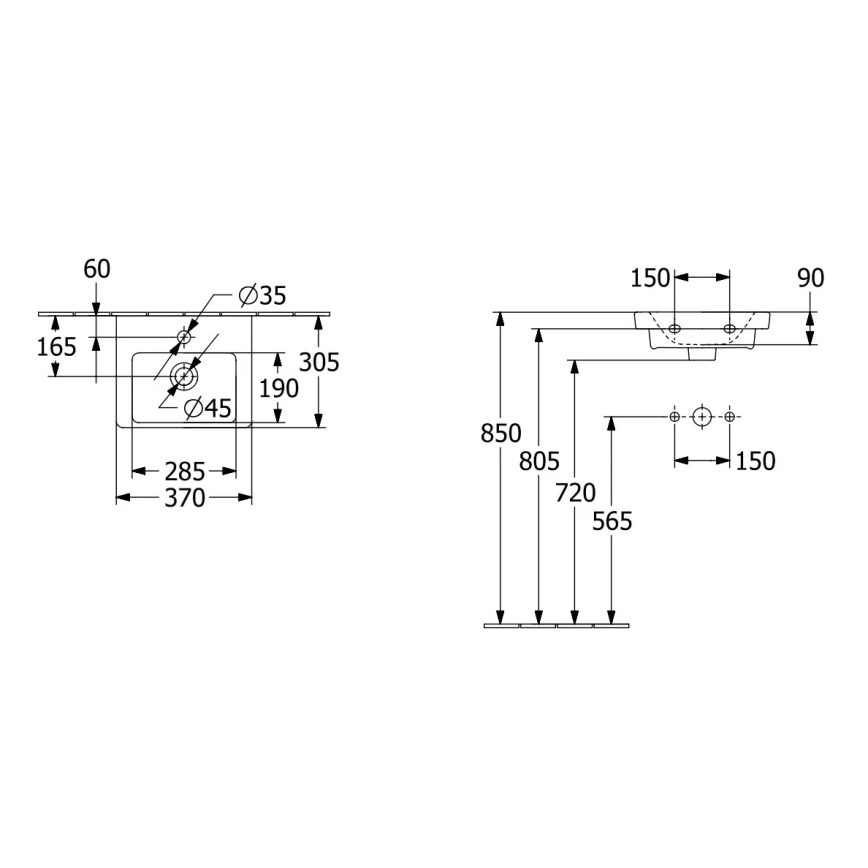Villeroy & Boch 43703701 - Umywalka wisząca SUBWAY 37x30,5 cm ceramika/biała