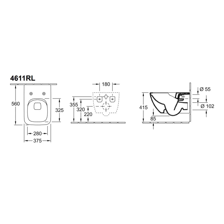 Villeroy & Boch 4611RLR1 - Wisząca miska WC z deską sedesową SoftClose VENTICELLO ceramika/biała