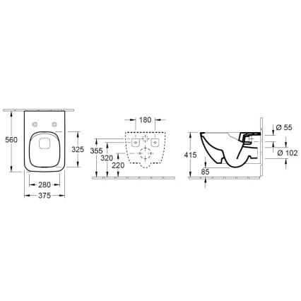 Villeroy & Boch 4611RSR1 - Wisząca miska WC z deską sedesową z funkcją SoftClose VENTICELLO ceramika/biała