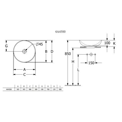 Villeroy & Boch 4A450001 - Umywalka nablatowa LOOP&FRIENDS Ø 38 cm ceramika/biała