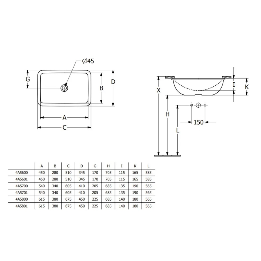 Villeroy & Boch 4A5601R1 - Umywalka wpuszczana LOOP&FRIENDS 45x28 cm ceramika/biała