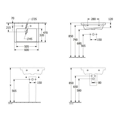Villeroy & Boch 4A706001 - Umywalka wisząca SUBWAY 3.0 60x47 cm ceramika/biała