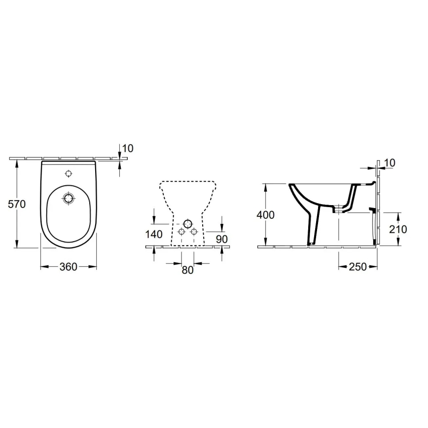 Villeroy & Boch 54610001 - Bidet stojący O.NOVO 57x36 cm ceramika/biały
