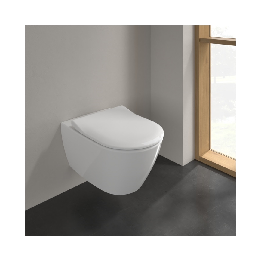 Villeroy & Boch 5614R201 - Wisząca miska WC z deską sedesową SoftClose SUBWAY 2.0, ceramika/biała