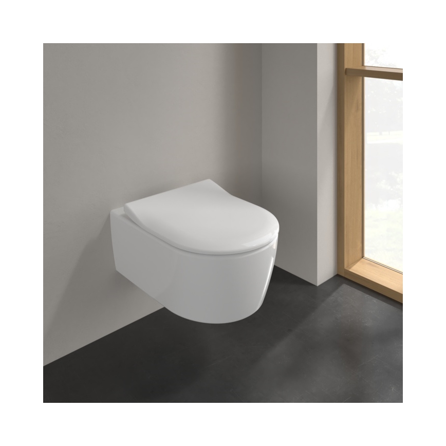 Villeroy & Boch 5656RSR1 - Wisząca miska WC z deską sedesową SoftClose AVENTO ceramika/biała