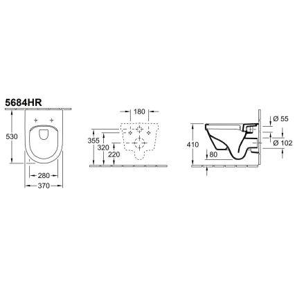 Villeroy & Boch 5684HRR1 - Wisząca miska WC z deską sedesową SoftClose ARCHITECTURA ceramika/biała