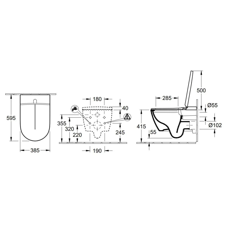 Villeroy & Boch V0E100R1 - Bidet wiszący z deską SoftClose VICLEAN ceramika/biała + pilot zdalnego sterowania