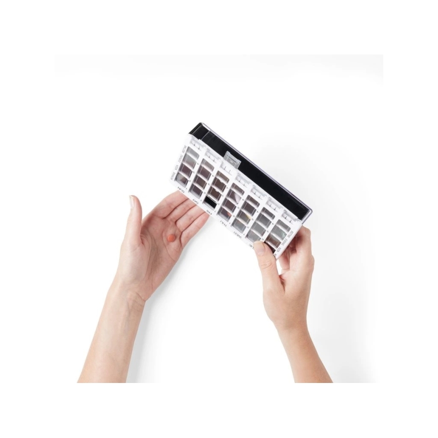 Vitility - Tygodniowy dozownik leków biały/czarny